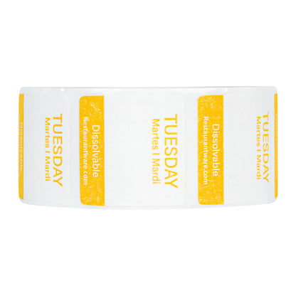 RW Smart 7-Day Weekly Food Rotation Label - Dissolvable, Trilingual - 1" x 1" - 3500 labels