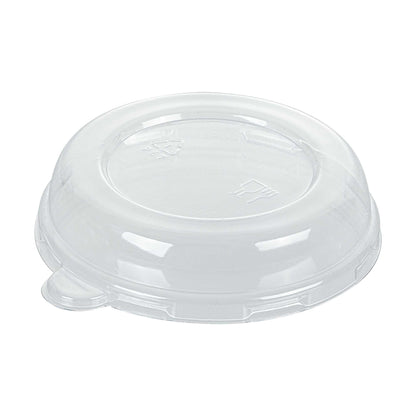 Pulp Tek Round Clear Plastic Dome Lid - Fits 8 oz Bagasse Salad Bowl - 100 count box