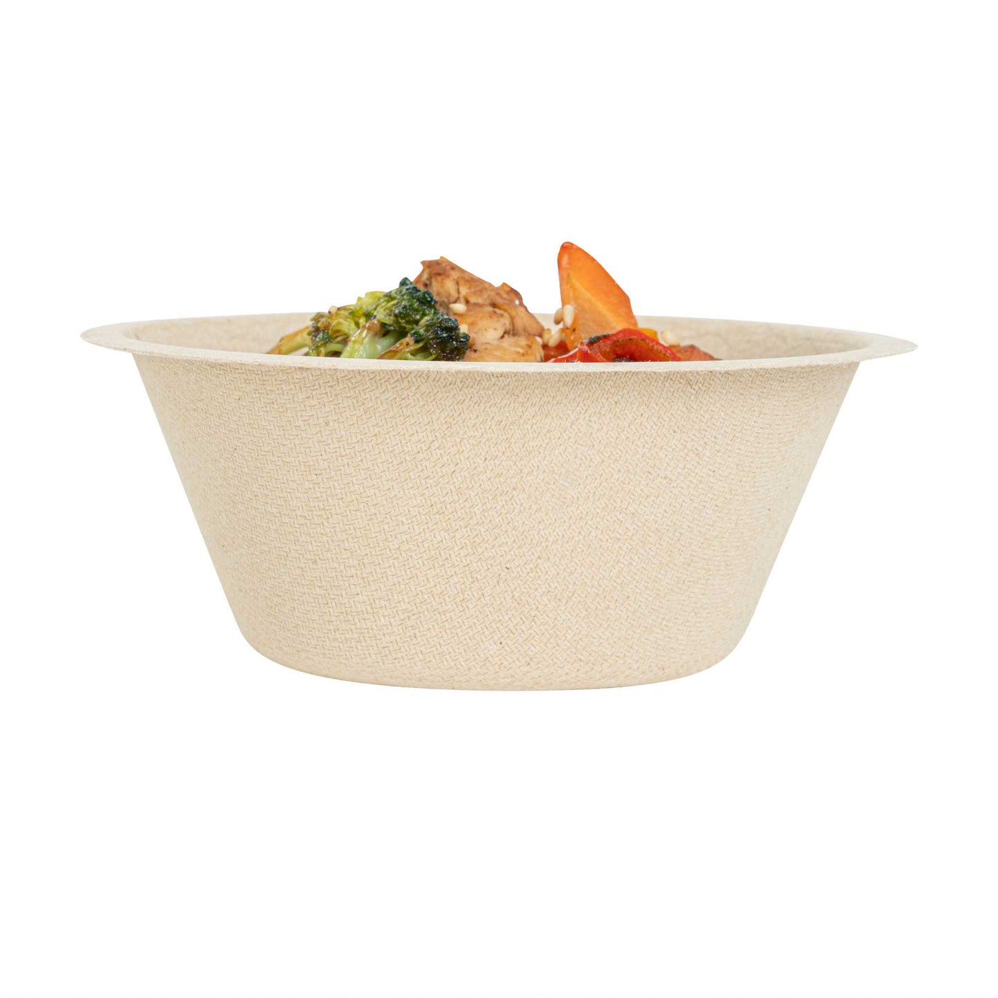 Pulp Tek 8 oz Round Natural Sugarcane / Bagasse Salad Bowl - 4 1/2" x 4 1/2" x 1 3/4" - 100 count box