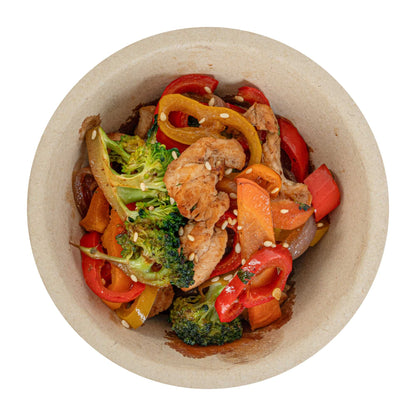 Pulp Tek 8 oz Round Natural Sugarcane / Bagasse Salad Bowl - 4 1/2" x 4 1/2" x 1 3/4" - 100 count box