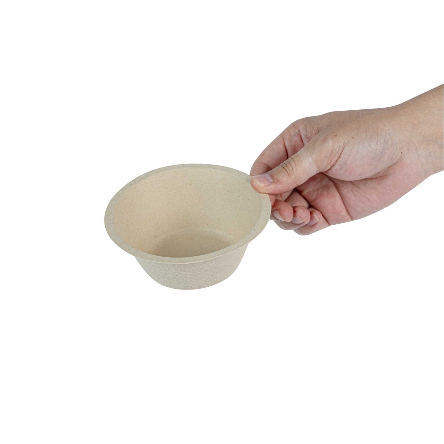 Pulp Tek 8 oz Round Natural Sugarcane / Bagasse Salad Bowl - 4 1/2" x 4 1/2" x 1 3/4" - 100 count box