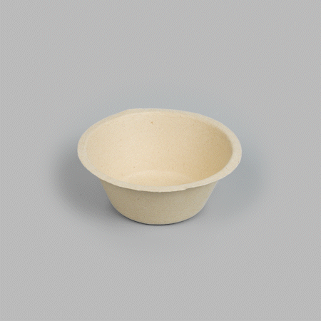 Pulp Tek 8 oz Round Natural Sugarcane / Bagasse Salad Bowl - 4 1/2" x 4 1/2" x 1 3/4" - 100 count box