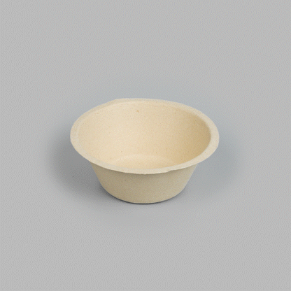 Pulp Tek 8 oz Round Natural Sugarcane / Bagasse Salad Bowl - 4 1/2" x 4 1/2" x 1 3/4" - 100 count box