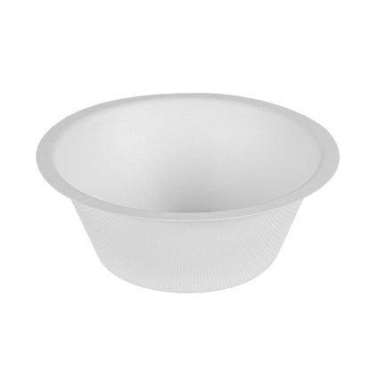 Pulp Tek 8 oz Round White Sugarcane / Bagasse Salad Bowl - 4 1/2" x 4 1/2" x 1 3/4" - 100 count box