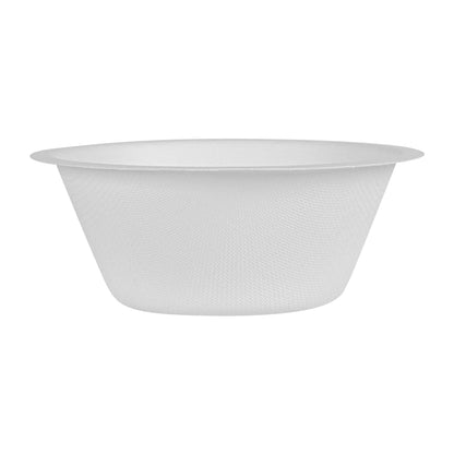 Pulp Tek 8 oz Round White Sugarcane / Bagasse Salad Bowl - 4 1/2" x 4 1/2" x 1 3/4" - 100 count box