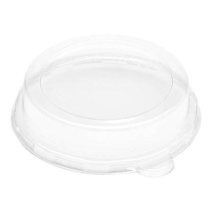 Pulp Safe Round Clear Plastic Dome Lid - Fits 12 oz Bagasse Salad Bowl - 100 count box