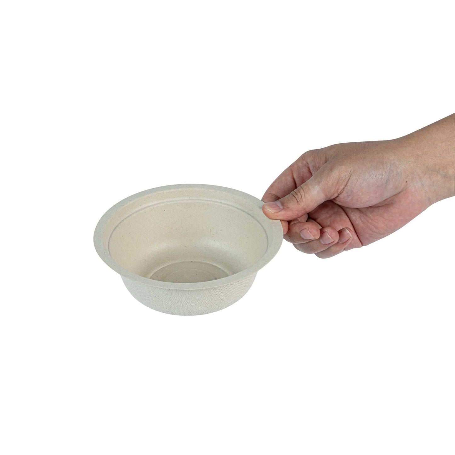 Pulp Tek 12 oz Round Natural Sugarcane / Bagasse Salad Bowl - 5 1/4" x 5 1/4" x 1 3/4" - 100 count box