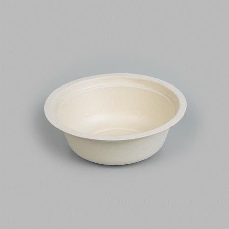 Pulp Tek 12 oz Round Natural Sugarcane / Bagasse Salad Bowl - 5 1/4" x 5 1/4" x 1 3/4" - 100 count box