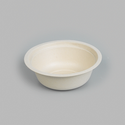 Pulp Tek 12 oz Round Natural Sugarcane / Bagasse Salad Bowl - 5 1/4" x 5 1/4" x 1 3/4" - 100 count box