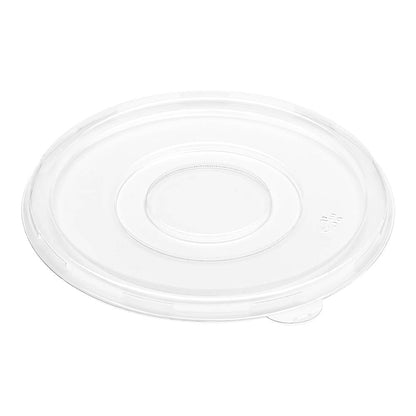 Pulp Safe Round Clear Plastic Flat Lid - Fits 18 oz Bagasse Salad Bowl - 100 count box