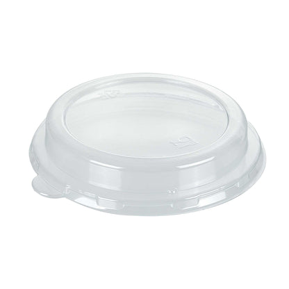 Pulp Safe Round Clear Plastic Dome Lid - Fits 18 oz Bagasse Salad Bowl - 100 count box