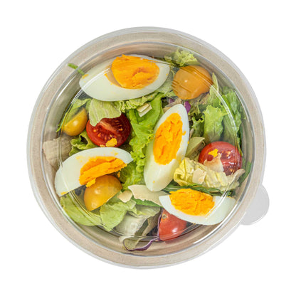 Pulp Safe Round Clear Plastic Dome Lid - Fits 18 oz Bagasse Salad Bowl - 100 count box