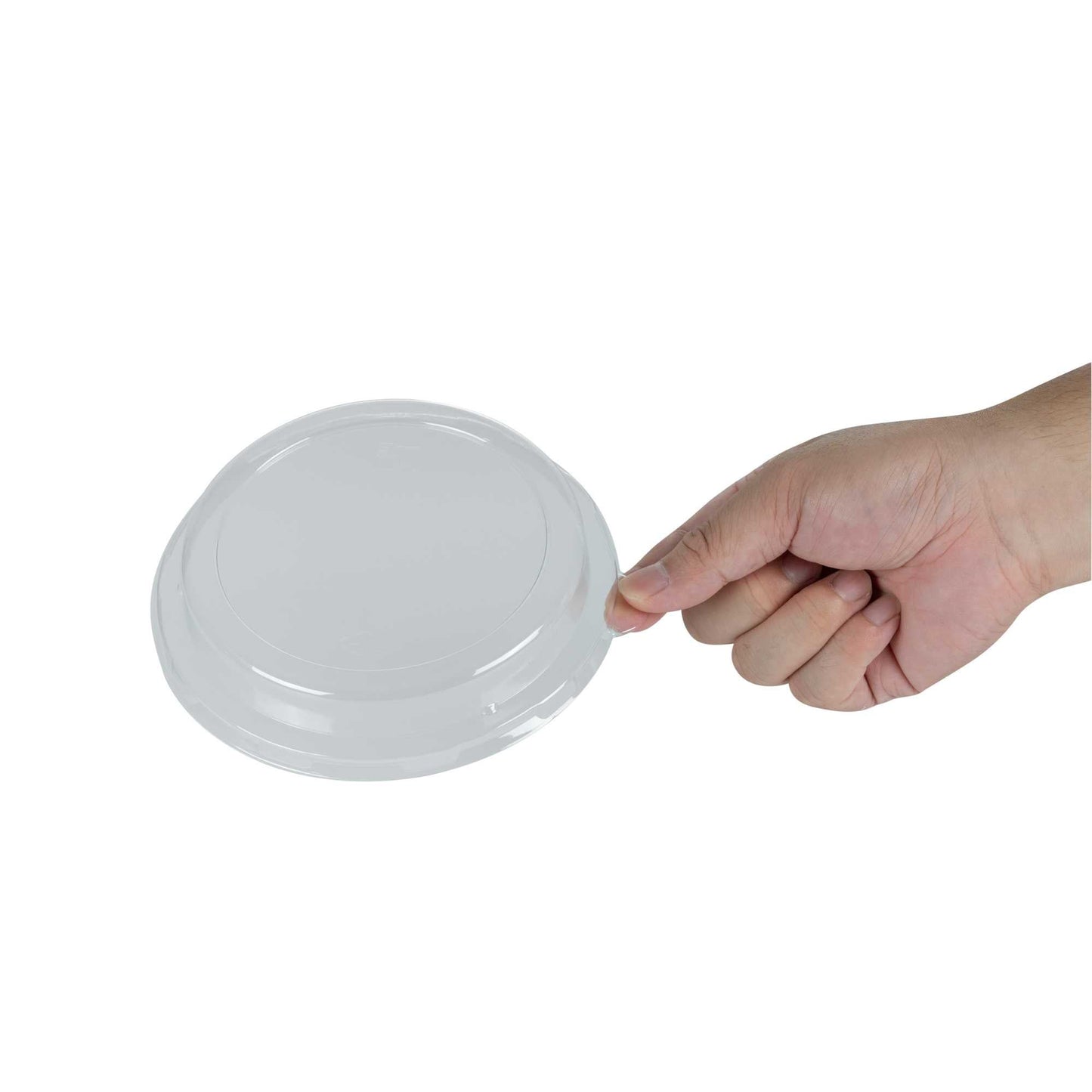 Pulp Safe Round Clear Plastic Dome Lid - Fits 18 oz Bagasse Salad Bowl - 100 count box