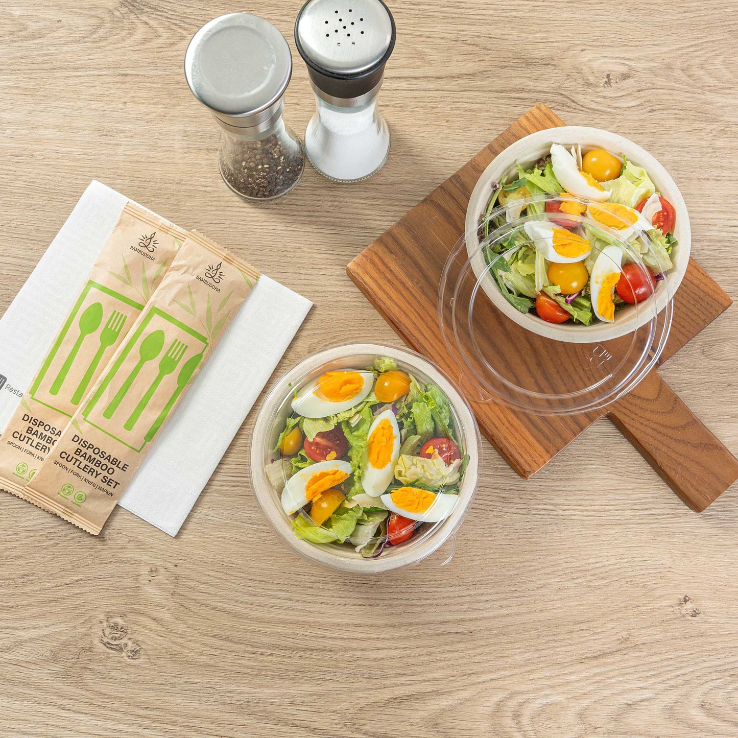 Pulp Safe Round Clear Plastic Dome Lid - Fits 18 oz Bagasse Salad Bowl - 100 count box