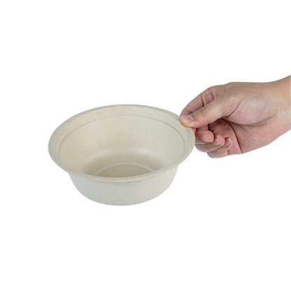 Pulp Tek 18 oz Round Natural Sugarcane / Bagasse Salad Bowl - 6 1/4" x 6 1/4" x 1 3/4" - 100 count box