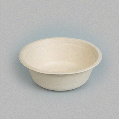 Pulp Tek 18 oz Round Natural Sugarcane / Bagasse Salad Bowl - 6 1/4" x 6 1/4" x 1 3/4" - 100 count box
