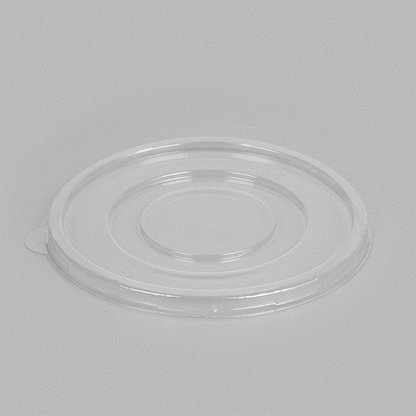 Pulp Safe Round Clear Plastic Flat Lid - Fits 32 oz Bagasse Salad Bowl - 100 count box