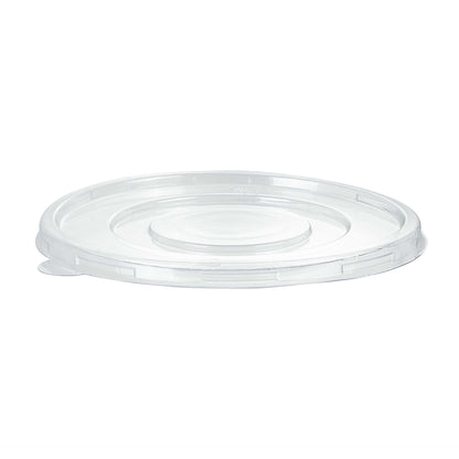 Pulp Safe Round Clear Plastic Flat Lid - Fits 32 oz Bagasse Salad Bowl - 100 count box