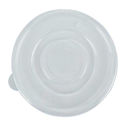 Pulp Safe Round Clear Plastic Flat Lid - Fits 32 oz Bagasse Salad Bowl - 100 count box