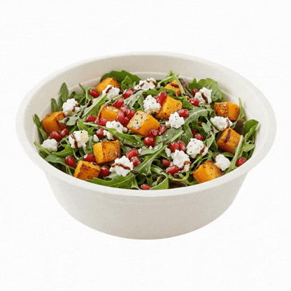 Pulp Tek 32 oz Round White Sugarcane / Bagasse Salad Bowl - 7" x 7" x 2 3/4" - 100 count box