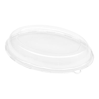 Pulp Tek Oval Clear Plastic Dome Lid - Fits 26 oz Bagasse Salad Plate - 100 count box