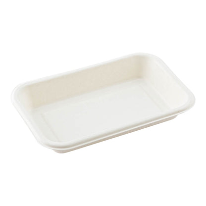 Pulp Tek 12 oz Rectangle White Sugarcane / Bagasse Container - 7" x 4 1/2" x 1" - 100 count box