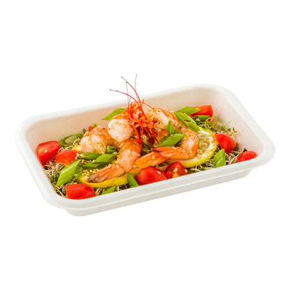 Pulp Tek 12 oz Rectangle White Sugarcane / Bagasse Container - 7" x 4 1/2" x 1" - 100 count box