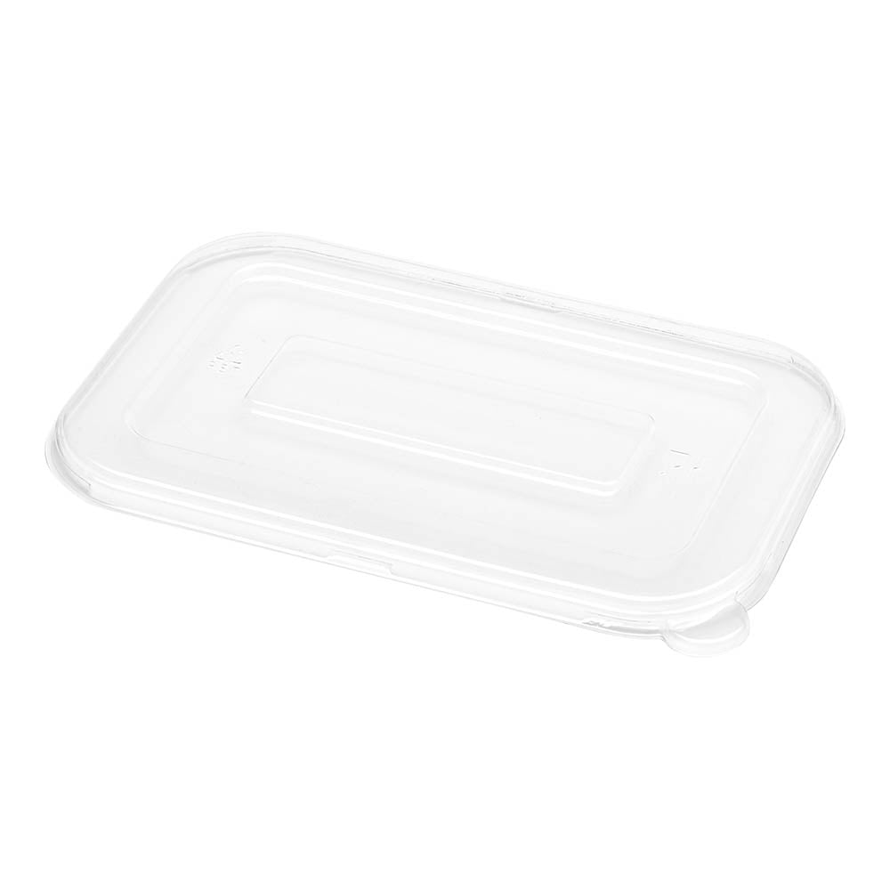 Pulp Tek Rectangle Clear Plastic Flat Lid - Fits 24 and 32 oz Bagasse Container - 100 count box