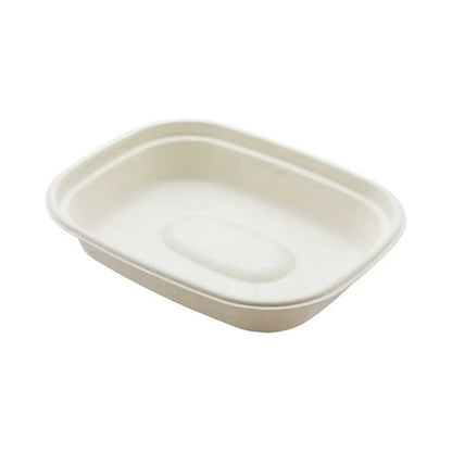 Pulp Tek 36 oz Rectangle White Sugarcane / Bagasse Container - 9" x 7" x 1 3/4" - 100 count box