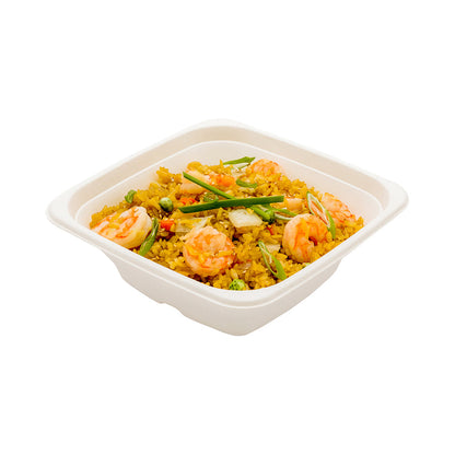 Pulp Tek 24 oz Square White Sugarcane / Bagasse Tall Bowl - 7" x 7" x 2 1/4" - 100 count box