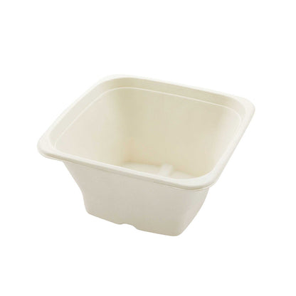Pulp Tek 42 oz Square White Sugarcane / Bagasse Tall Bowl - 7" x 7" x 3 1/2" - 100 count box
