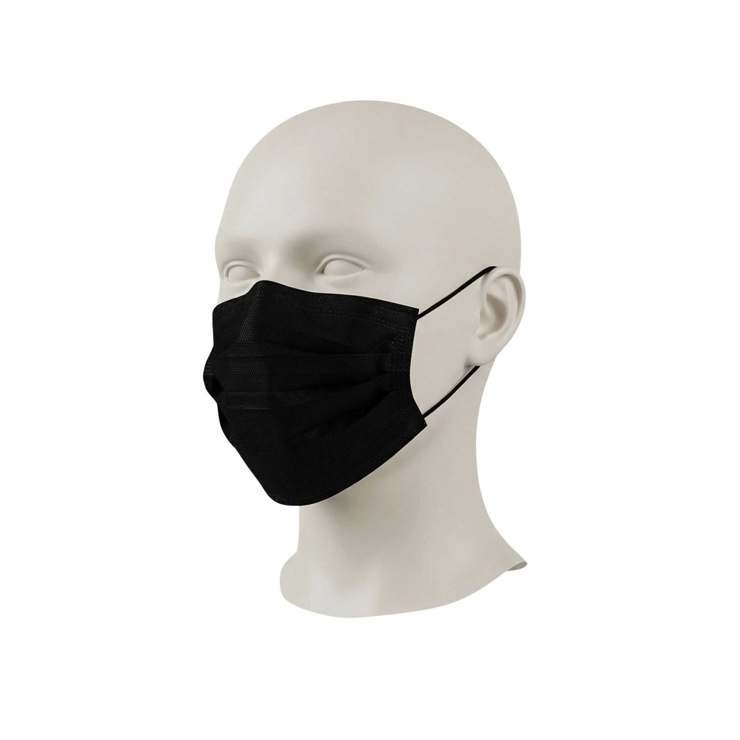 Clean Tek Professional Black Disposable Earloop Face Mask - 3-Layer Filtration - 7" x 3 3/4" - 1000 count box