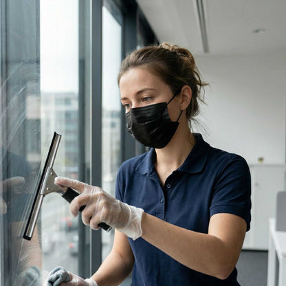 Clean Tek Professional Black Disposable Earloop Face Mask - 3-Layer Filtration - 7" x 3 3/4" - 50 count box
