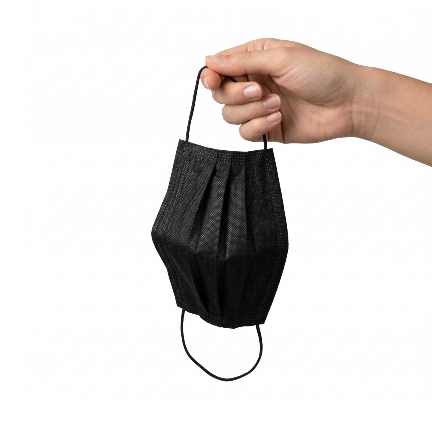 Clean Tek Professional Black Disposable Earloop Face Mask - 3-Layer Filtration - 7" x 3 3/4" - 50 count box