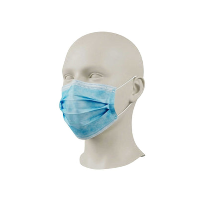 Clean Tek Professional Blue Disposable Earloop Face Mask - 3-Layer Filtration - 7" x 3 3/4" - 1000 count box