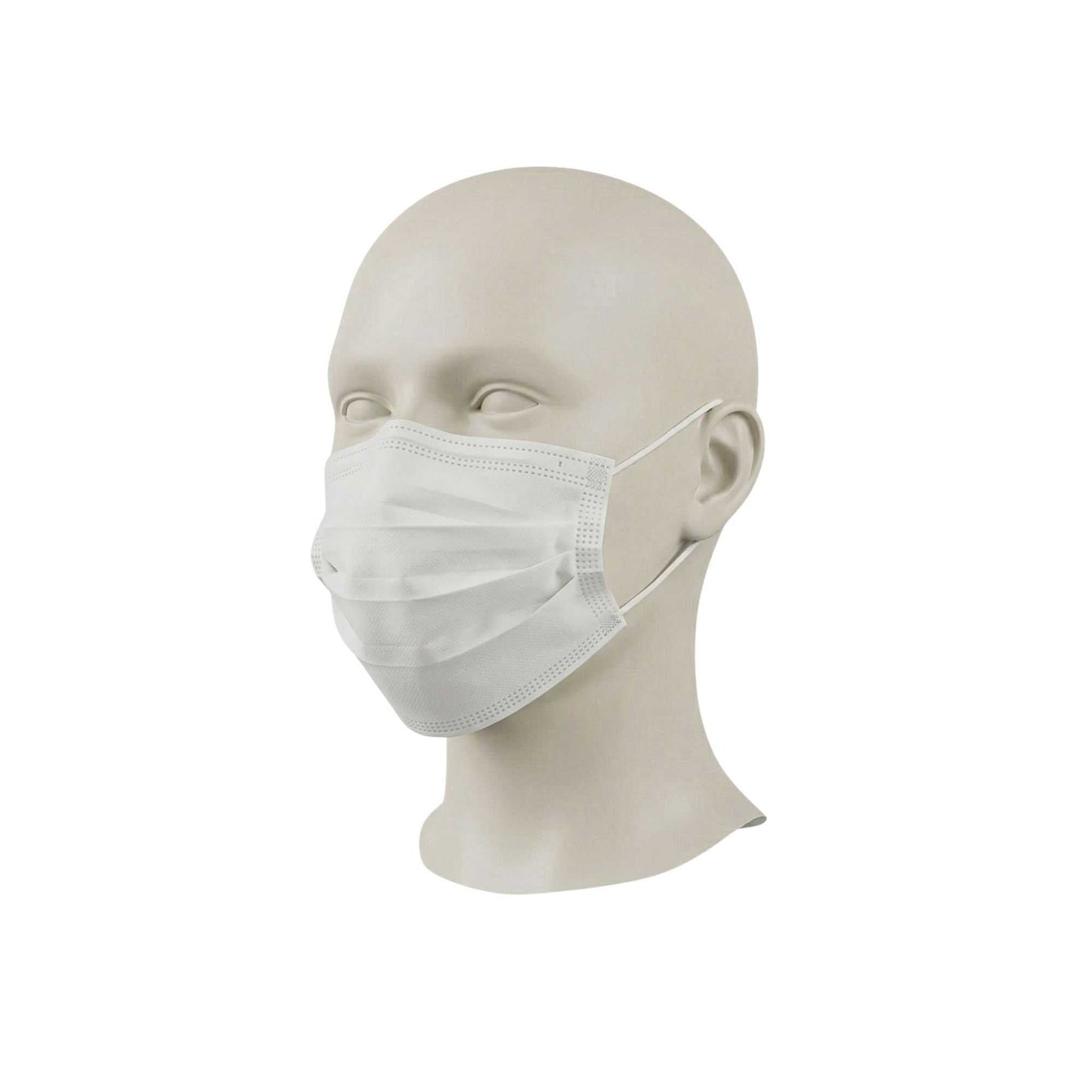 Clean Tek Professional White Disposable Earloop Face Mask - 3-Layer Filtration - 7" x 3 3/4" - 50 count box