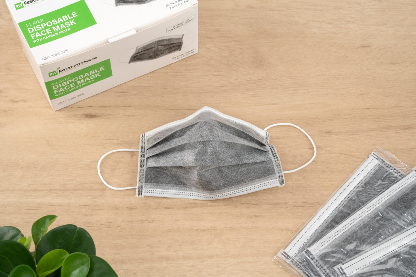 Clean Tek Professional Gray Disposable Earloop Face Mask - Active Carbon, 4-Layer Filtration - 7" x 3 3/4" - 1000 count box