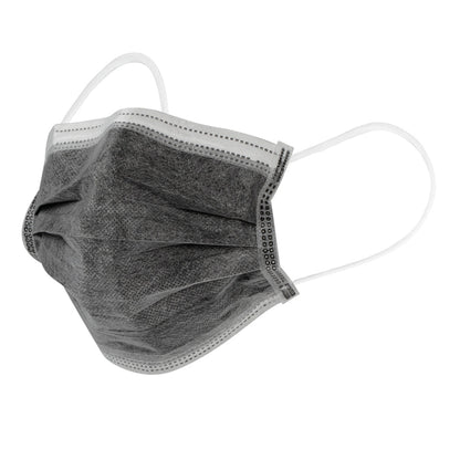 Clean Tek Professional Gray Disposable Earloop Face Mask - Active Carbon, 4-Layer Filtration - 7" x 3 3/4" - 50 count box