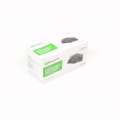 Clean Tek Professional Gray Disposable Earloop Face Mask - Active Carbon, 4-Layer Filtration - 7" x 3 3/4" - 50 count box