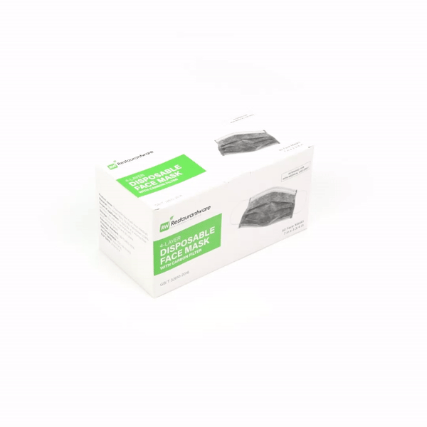 Clean Tek Professional Gray Disposable Earloop Face Mask - Active Carbon, 4-Layer Filtration - 7" x 3 3/4" - 1000 count box