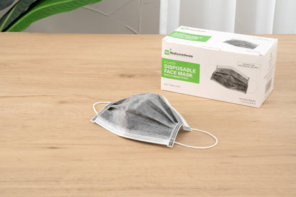 Clean Tek Professional Gray Disposable Earloop Face Mask - Active Carbon, 4-Layer Filtration - 7" x 3 3/4" - 1000 count box