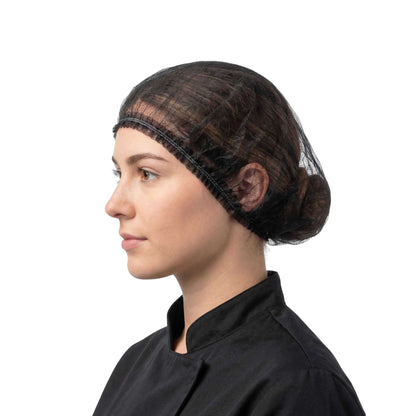 Clean Tek Professional Black Disposable Bouffant Cap Hair Net - 21" - 100 count box