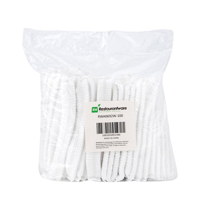 Clean Tek Professional White Disposable Bouffant Cap Hair Net - 21" - 100 count box