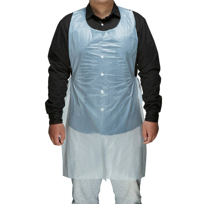 Clean Tek Professional White Plastic Disposable Apron - 42" x 27 1/2" - 100 count box