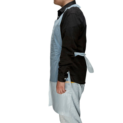 Clean Tek Professional White Plastic Disposable Apron - 42" x 27 1/2" - 1000 count box