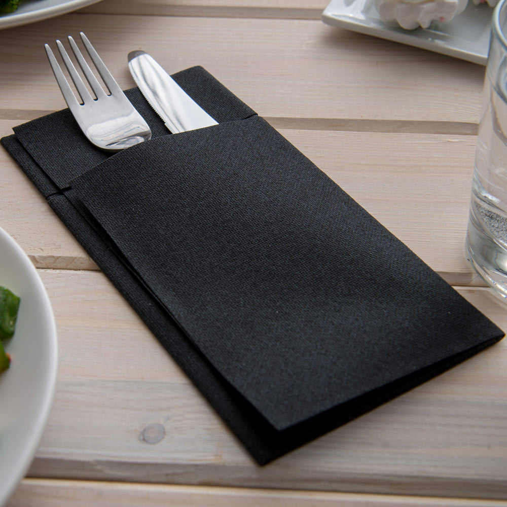 Luxenap Black Paper Napkin - Air Laid, Kangaroo - 15 3/4" x 15 3/4" - 40 count box