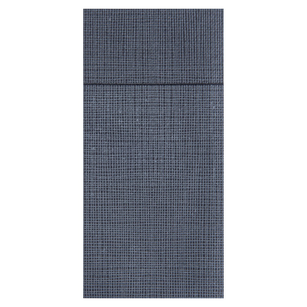Luxenap Black Paper Napkin - Air Laid, Kangaroo, with White Threads - 15 3/4" x 15 3/4" - 40 count box