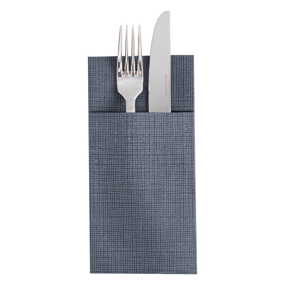 Luxenap Black Paper Napkin - Air Laid, Kangaroo, with White Threads - 15 3/4" x 15 3/4" - 40 count box