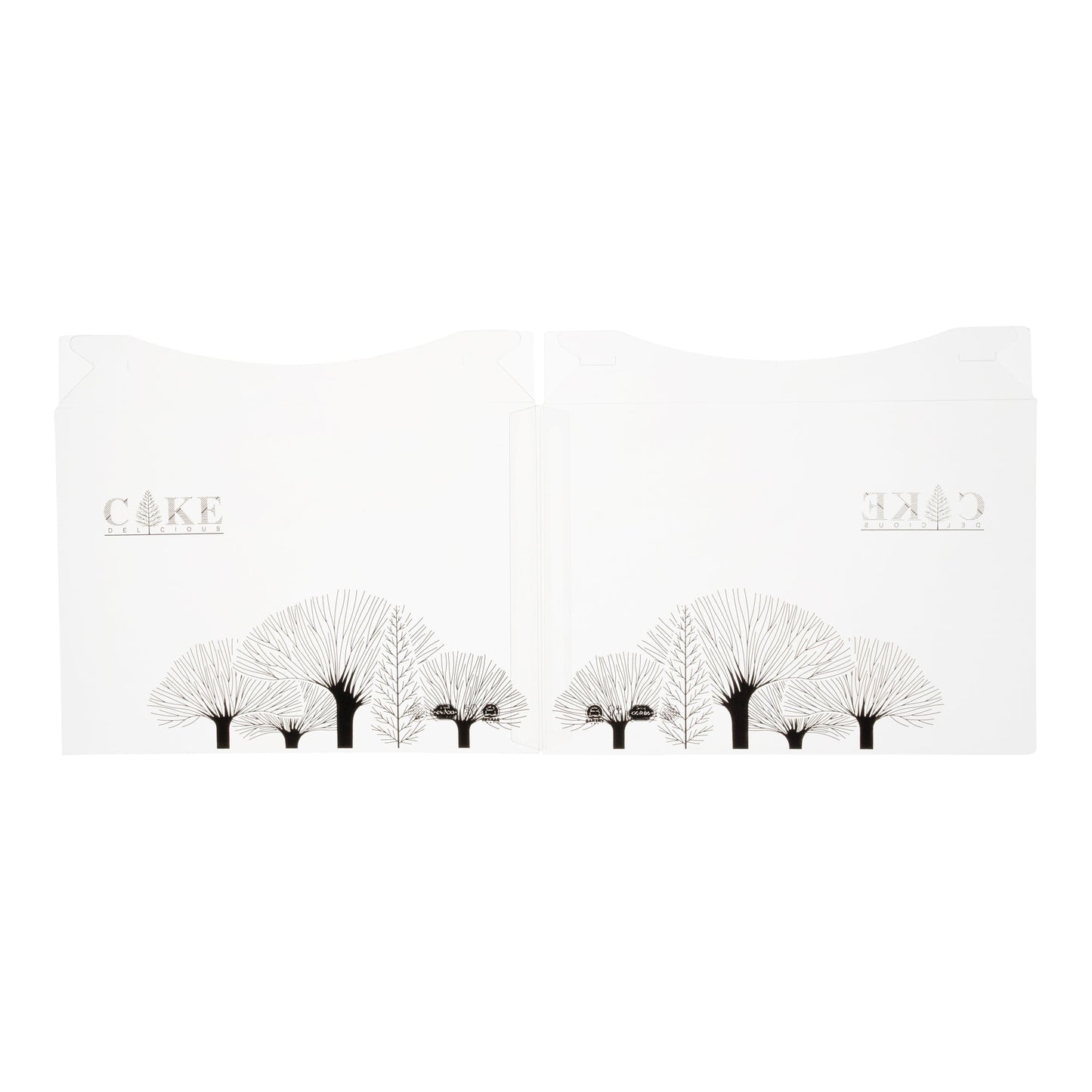 Sweet Vision Square Clear Plastic Cake Box - Black Lid and White Base, Black Ribbon, Tree Accent - 8 1/2" x 8 1/2" x 6 3/4" - 10 count box