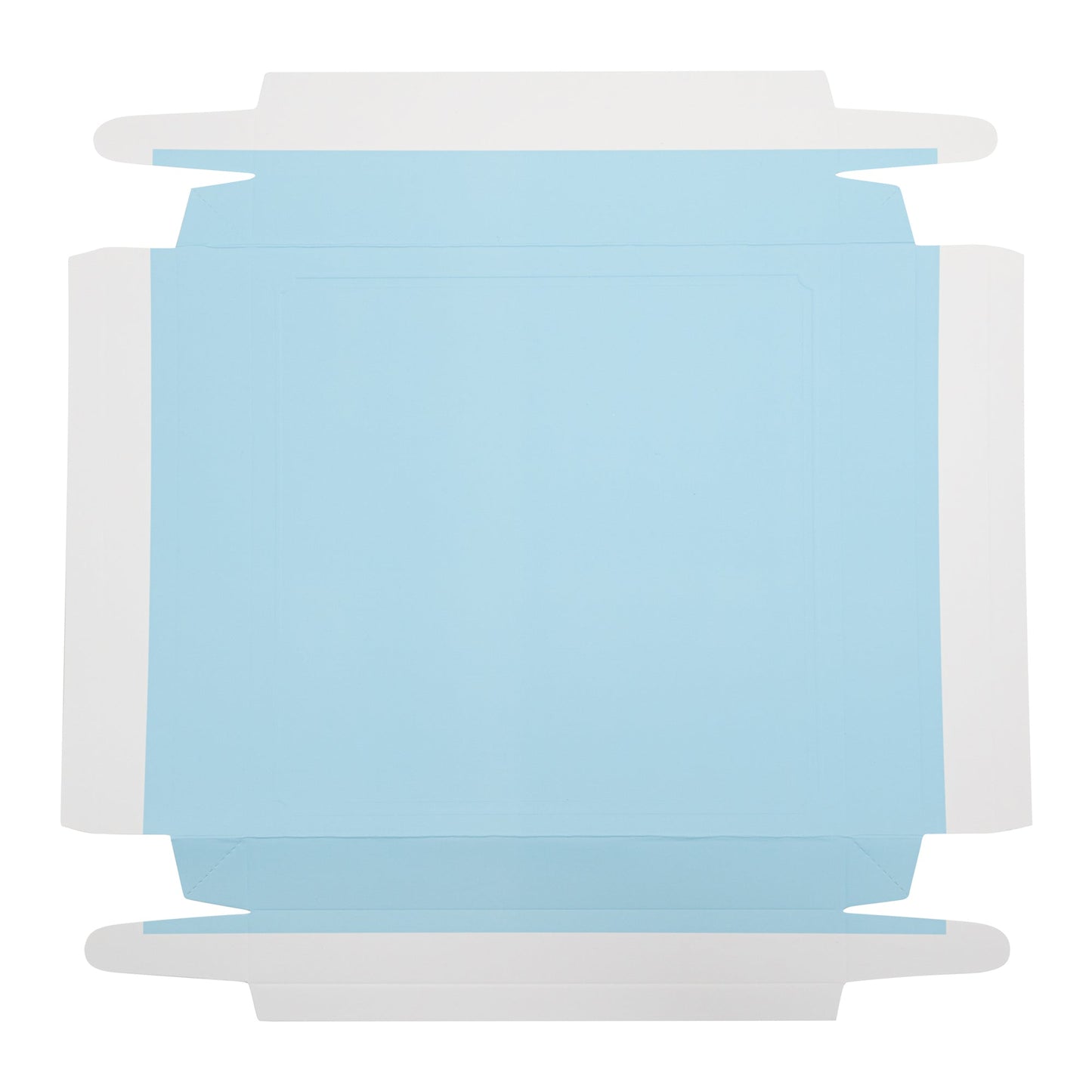 Sweet Vision Square Clear Plastic Cake Box - Blue Lid and White Base, Blue Ribbon, Flower Accent - 8 1/2" x 8 1/2" x 6 3/4" - 10 count box